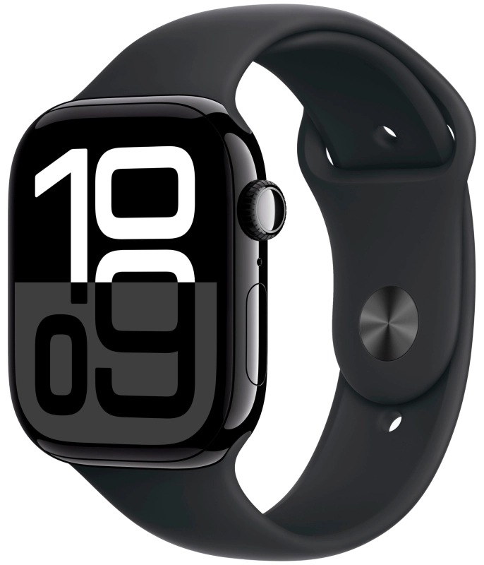 умные часы apple watch s10 42 mm jet black aluminum case sport band s/m