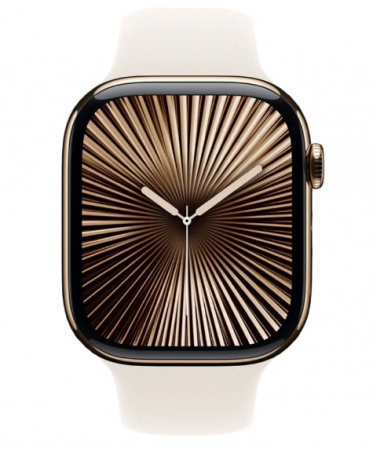 умные часы apple watch s10 42 mm gold titanium case starlight sport band s/m (mx063)