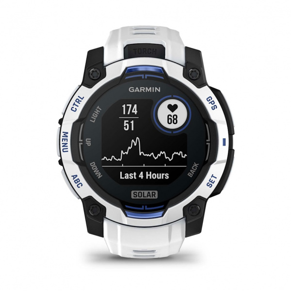 умные часы watch garmin instinct 3 50 solar whitestone with black/bolt blue band 010-02935-03