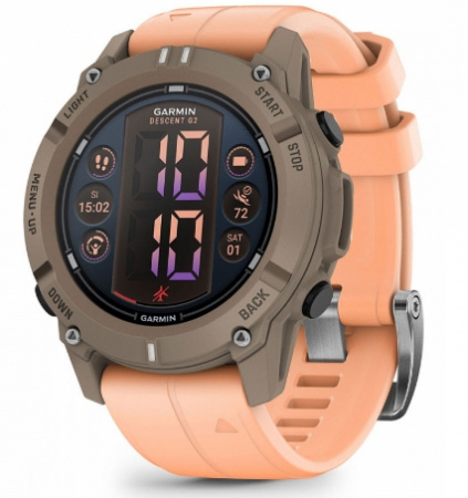 умные часы watch garmin descent g2, paloma with shell pink silicone 010-02986-01