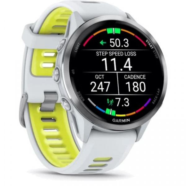 умные часы watch garmin forerunner 970 47mm titanium whitestone/yellow 010-02969-11