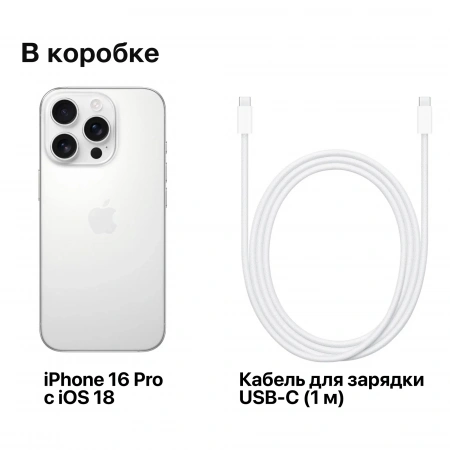 смартфон apple iphone 16 pro 1 тб, white titanium (nano-sim + esim)